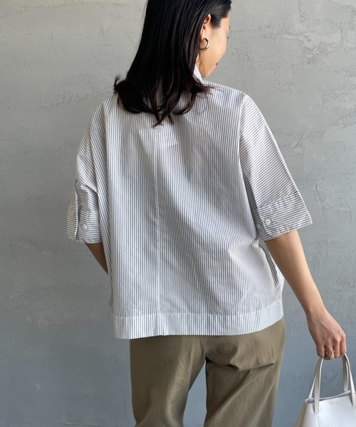 DANTON（ダントン）の「[DANTON/ダントン] T/Cポプリン ショートスリーブワークシャツ（シャツ/ブラウス・レディース・ホワイト/グリーン/ネイビー/ライトベージュ/ブルー・38）」の13枚目の写真