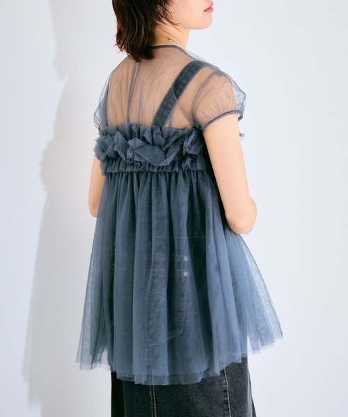 ELLEgirl（エルガール）の「チュールフリルパフチュニック【ELLEgirl/エル ガール】（その他トップス・レディース・ピンク/アイボリー/チャコールグレー・FREE）」の7枚目の写真