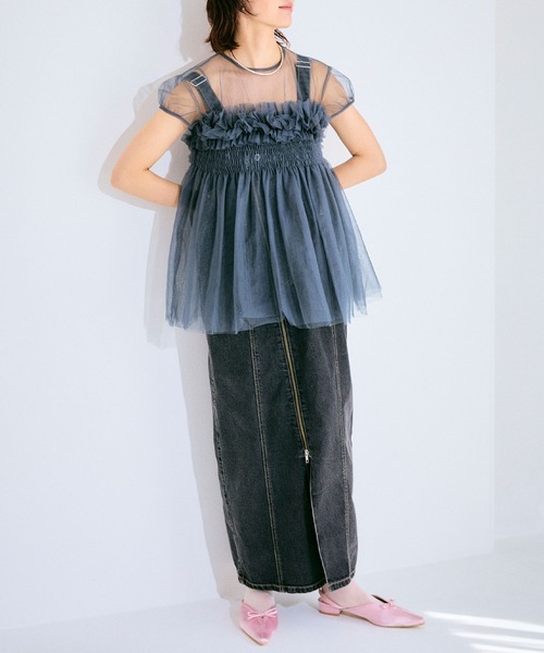 ELLEgirl（エルガール）の「チュールフリルパフチュニック【ELLEgirl/エル ガール】（その他トップス・レディース・ピンク/アイボリー/チャコールグレー・FREE）」の11枚目の写真