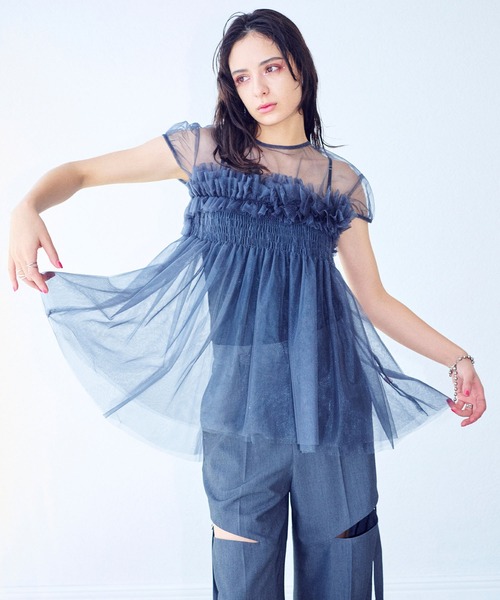 ELLEgirl（エルガール）の「チュールフリルパフチュニック【ELLEgirl/エル ガール】（その他トップス・レディース・ピンク/アイボリー/チャコールグレー・FREE）」の17枚目の写真
