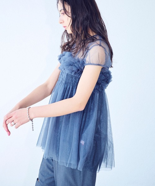 ELLEgirl（エルガール）の「チュールフリルパフチュニック【ELLEgirl/エル ガール】（その他トップス・レディース・ピンク/アイボリー/チャコールグレー・FREE）」の15枚目の写真