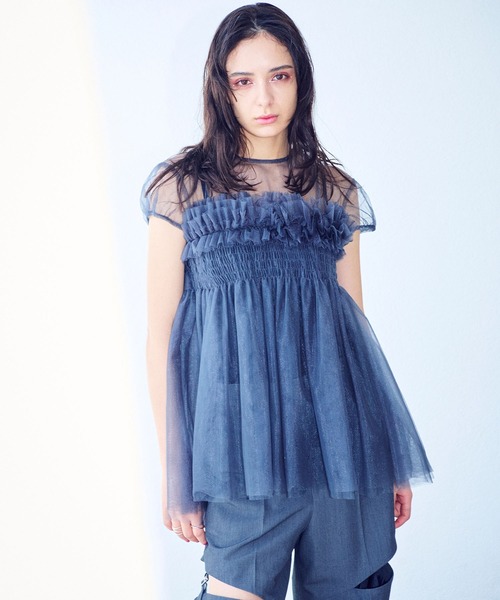 ELLEgirl（エルガール）の「チュールフリルパフチュニック【ELLEgirl/エル ガール】（その他トップス・レディース・ピンク/アイボリー/チャコールグレー・FREE）」の12枚目の写真