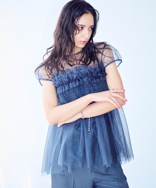 ELLEgirl（エルガール）の「チュールフリルパフチュニック【ELLEgirl/エル ガール】（その他トップス・レディース・ピンク/アイボリー/チャコールグレー・FREE）」の13枚目の写真
