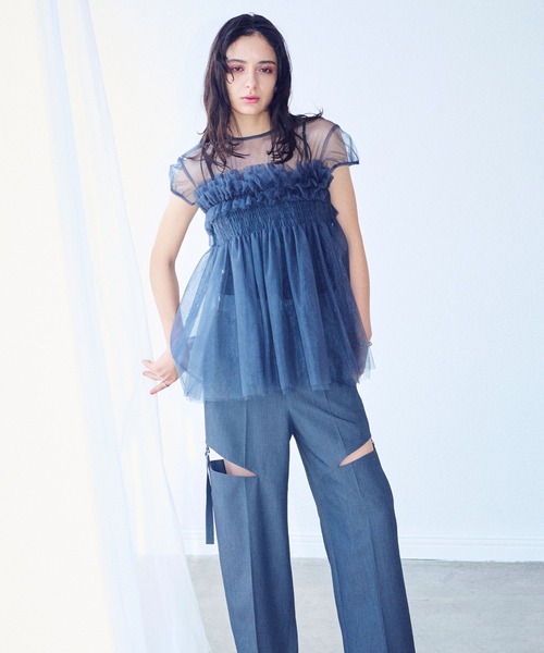 ELLEgirl（エルガール）の「チュールフリルパフチュニック【ELLEgirl/エル ガール】（その他トップス・レディース・ピンク/アイボリー/チャコールグレー・FREE）」の18枚目の写真