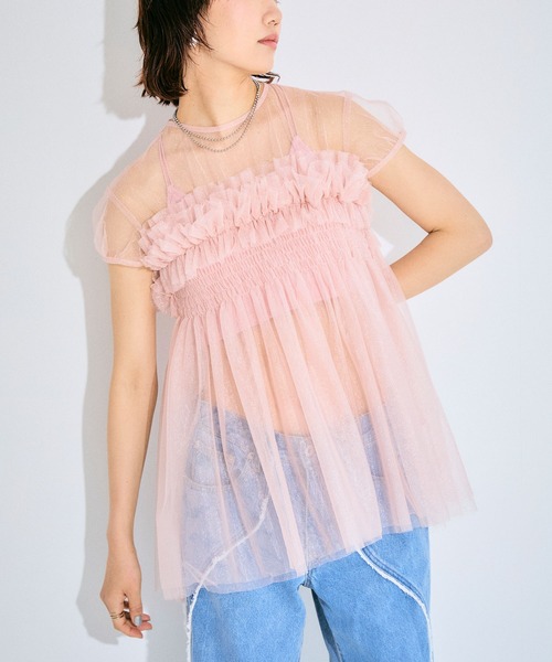ELLEgirl（エルガール）の「チュールフリルパフチュニック【ELLEgirl/エル ガール】（その他トップス・レディース・ピンク/アイボリー/チャコールグレー・FREE）」の22枚目の写真