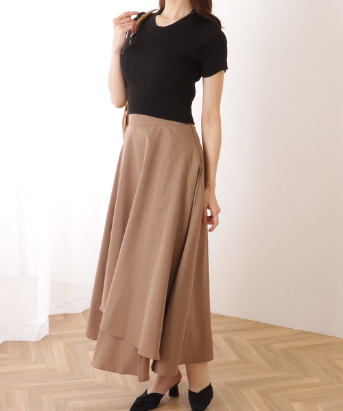 Lace Ladies(レースレディース)の「ソリッドカラー 切替 リブ 半袖 クルーネック コンパクト ニット(ニット/セーター・レディース・ブルー/ブラック/ホワイト/グリーン・FREE)」の7枚目の写真