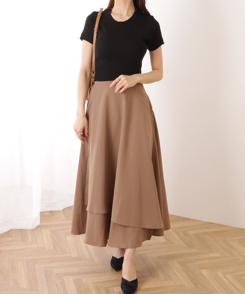 Lace Ladies(レースレディース)の「ソリッドカラー 切替 リブ 半袖 クルーネック コンパクト ニット(ニット/セーター・レディース・ブルー/ブラック/ホワイト/グリーン・FREE)」の8枚目の写真