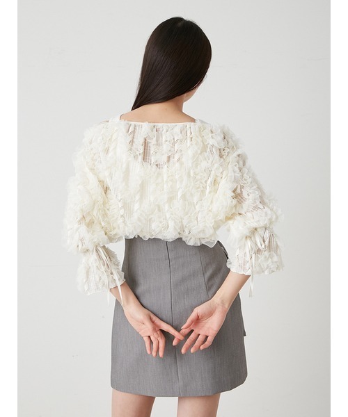 SNIDEL（スナイデル）の「素材感カーデ（カーディガン/ボレロ・レディース・アイボリー/ピンク/ダークグレー・FREE）」の4枚目の写真