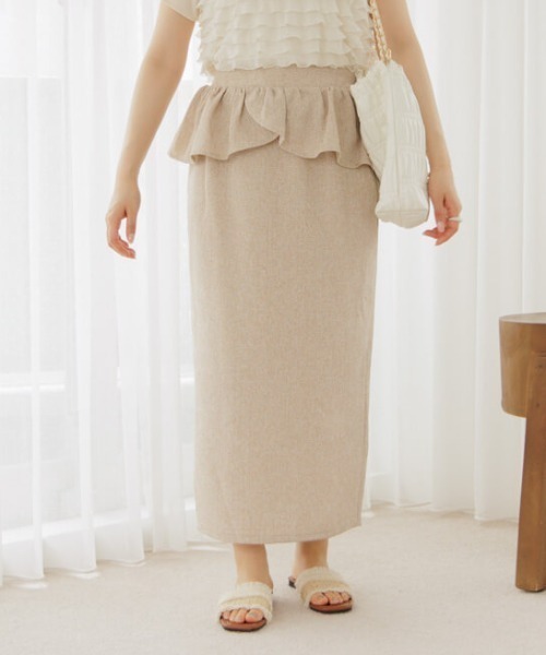 flower（フラワー）の「ペプラムスカート（スカート・レディース・ベージュ/ホワイト・FREE）」の2枚目の写真