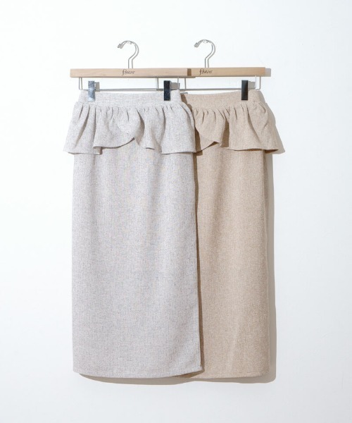 flower（フラワー）の「ペプラムスカート（スカート・レディース・ベージュ/ホワイト・FREE）」の5枚目の写真