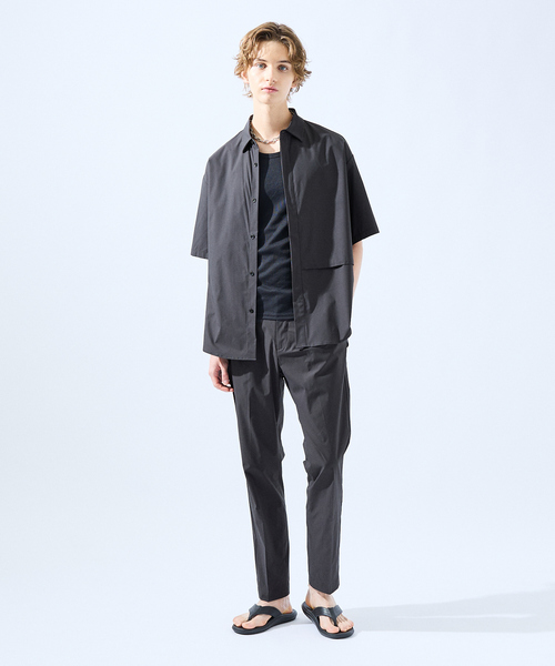 AH ABAHOUSE(エーエイチアバハウス)の「【AH ABAHOUSE / セットアップ対応】撥水 ストレッチ 半袖シャツ(シャツ/ブラウス・メンズ・グレイッシュブルー/チャコールグレー/グレイッシュベージュ/ブラック/カーキ/ライトグレー・46/48)」の19枚目の写真