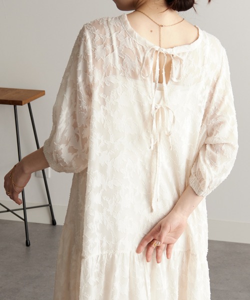 RANAN(ラナン)の「ジャカードシアーワンピース(ワンピース・レディース・ブラック/オフホワイト・M/L/S)」の9枚目の写真