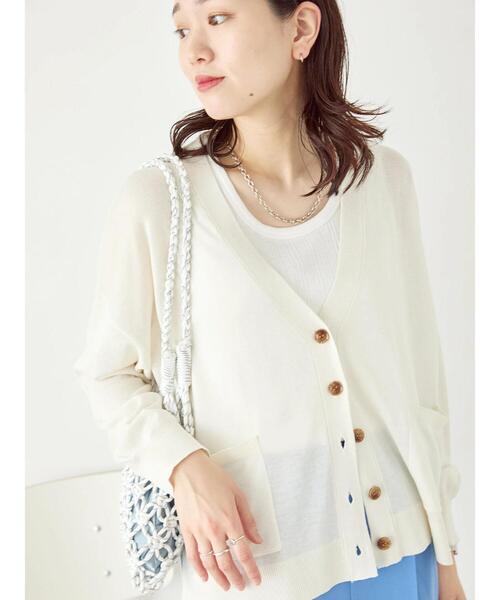 Samansa Mos2 blue(サマンサモスモスブルー)の「【接触冷感】マルチスタイルカーディガン(カーディガン/ボレロ・レディース・ブラック/オレンジ/グリーン/ライトベージュ/グレー/ブルー/オフホワイト・L/M)」の2枚目の写真