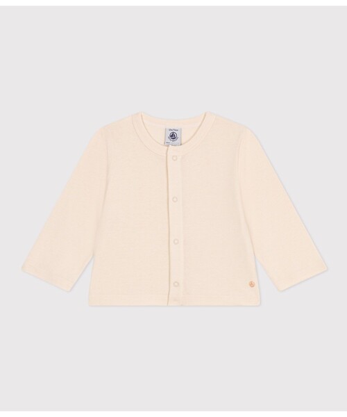 PETIT BATEAU（プチバトー）の「１ｘ１コットンカーディガン（カーディガン/ボレロ・キッズ・ホワイト/ピンク/ネイビー・12MONTH/18MONTH/24MONTH/36MONTH）」の2枚目の写真