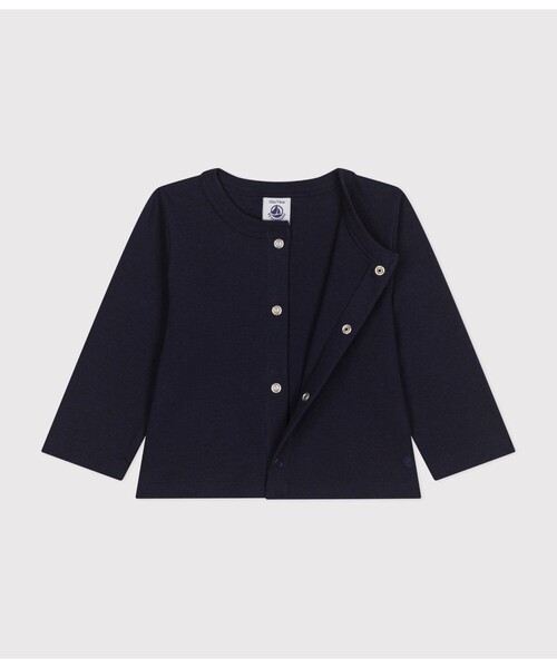 PETIT BATEAU（プチバトー）の「１ｘ１コットンカーディガン（カーディガン/ボレロ・キッズ・ホワイト/ピンク/ネイビー・12MONTH/18MONTH/24MONTH/36MONTH）」の4枚目の写真
