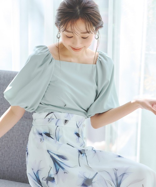 LAISSE PASSE（レッセパッセ）の「バルーンスリーブペプラムブラウス（シャツ/ブラウス・レディース・ブラック/アイボリー/ミント・MEDIUM）」の5枚目の写真