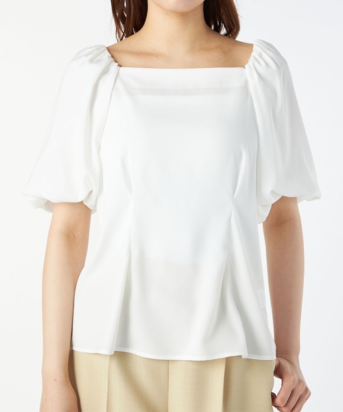 LAISSE PASSE（レッセパッセ）の「バルーンスリーブペプラムブラウス（シャツ/ブラウス・レディース・ブラック/アイボリー/ミント・MEDIUM）」の12枚目の写真