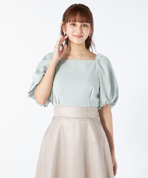 LAISSE PASSE（レッセパッセ）の「バルーンスリーブペプラムブラウス（シャツ/ブラウス・レディース・ブラック/アイボリー/ミント・MEDIUM）」の20枚目の写真