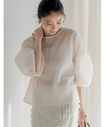 [2024 SUMMER COLLECTION]前後2WAYシアー袖ボリュームブラウス
