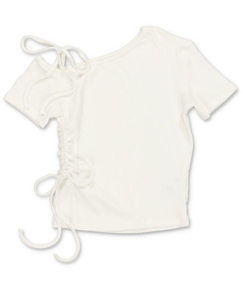 SPINNS(スピンズ)の「肩リボン半袖リブカットソー(Tシャツ/カットソー・レディース・ホワイト/ピンク/ブラック・ONESIZE)」の2枚目の写真