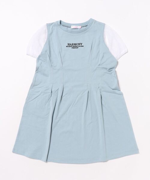 PINKHUNT（ピンクハント）の「PINKHUNT チュール パフ袖 ワンピース 9567K（ワンピース・キッズ・ブラック/スカイブルー系1・160cm/140cm/130cm/150cm）」の2枚目の写真