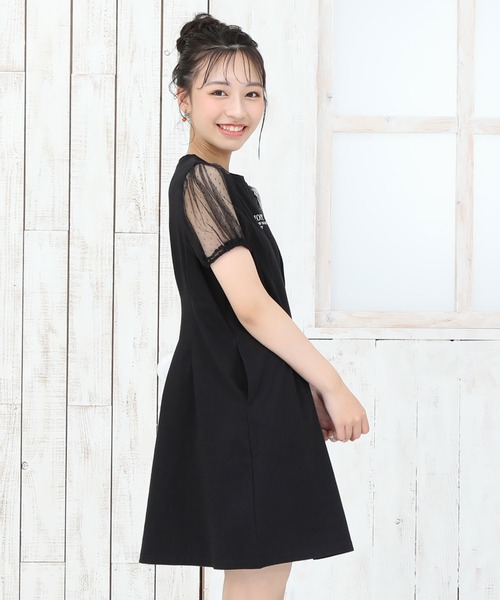 PINKHUNT（ピンクハント）の「PINKHUNT チュール パフ袖 ワンピース 9567K（ワンピース・キッズ・ブラック/スカイブルー系1・160cm/140cm/130cm/150cm）」の5枚目の写真