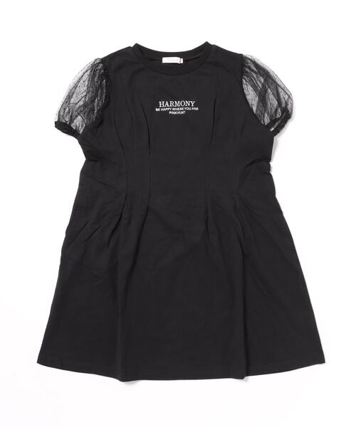 PINKHUNT（ピンクハント）の「PINKHUNT チュール パフ袖 ワンピース 9567K（ワンピース・キッズ・ブラック/スカイブルー系1・160cm/140cm/130cm/150cm）」の3枚目の写真