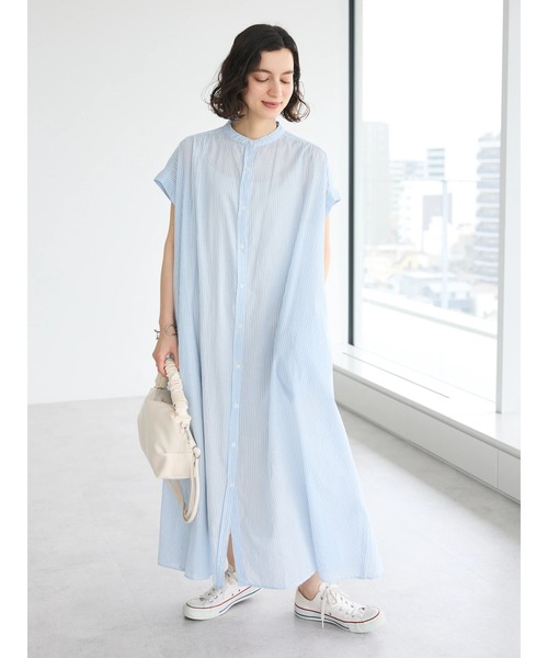 CRAFT STANDARD BOUTIQUE(クラフトスタンダードブティック)の「インド綿バンドカラーワンピース(ワンピース・レディース・ネイビー/グレー系その他2/サックスブルー系3/ラベンダー・FREE)」の20枚目の写真