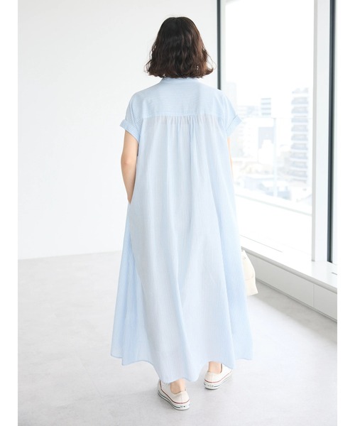 CRAFT STANDARD BOUTIQUE(クラフトスタンダードブティック)の「インド綿バンドカラーワンピース(ワンピース・レディース・ネイビー/グレー系その他2/サックスブルー系3/ラベンダー・FREE)」の15枚目の写真