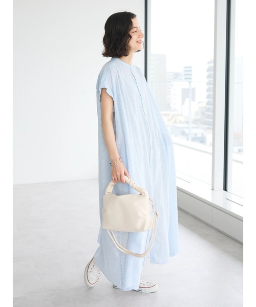 CRAFT STANDARD BOUTIQUE(クラフトスタンダードブティック)の「インド綿バンドカラーワンピース(ワンピース・レディース・ネイビー/グレー系その他2/サックスブルー系3/ラベンダー・FREE)」の14枚目の写真