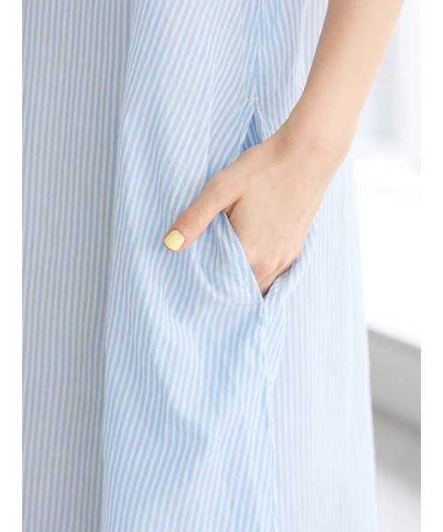 CRAFT STANDARD BOUTIQUE(クラフトスタンダードブティック)の「インド綿バンドカラーワンピース(ワンピース・レディース・ネイビー/グレー系その他2/サックスブルー系3/ラベンダー・FREE)」の10枚目の写真