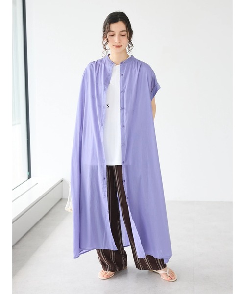 CRAFT STANDARD BOUTIQUE(クラフトスタンダードブティック)の「インド綿バンドカラーワンピース(ワンピース・レディース・ネイビー/グレー系その他2/サックスブルー系3/ラベンダー・FREE)」の9枚目の写真