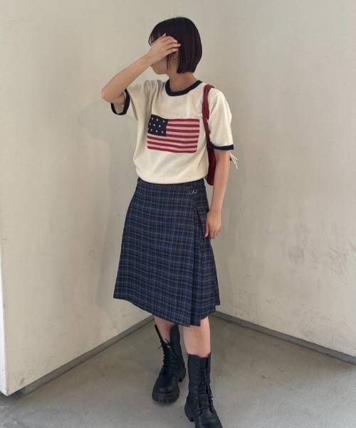 nemne store(ネンネストア)の「《Delfy》前後2wayチェックフレアミドルスカート(スカート・レディース・ネイビー・SMALL/MEDIUM)」の6枚目の写真