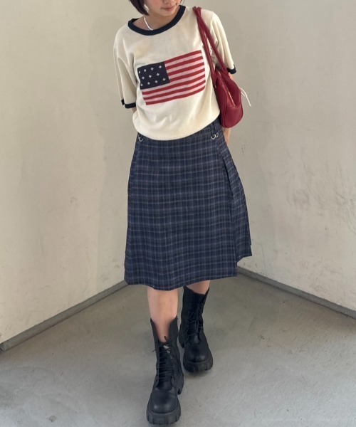 nemne store(ネンネストア)の「《Delfy》前後2wayチェックフレアミドルスカート(スカート・レディース・ネイビー・SMALL/MEDIUM)」の7枚目の写真