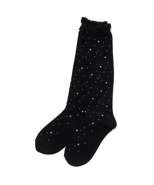 apres les cours（アプレレクール）の「チェック・ハート・花柄ハイソックス（ソックス/靴下・キッズ・ブラック/アイボリー/チェック・12/15 /18/21）」の3枚目の写真