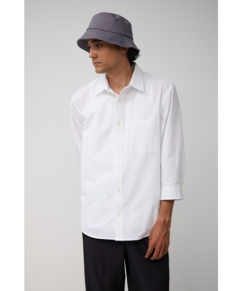 AZUL by moussy(アズールバイマウジー)の「シアサッカー7分袖シャツ(シャツ/ブラウス・メンズ・ブラック系その他/グレー系その他/ホワイト・MEDIUM/LARGE)」の5枚目の写真