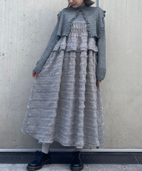 Candy Stripper（キャンディストリッパー）の「FLUFFY FRINGE ドレス（ワンピース・レディース・オフホワイト/グレー/ブラック・2）」の3枚目の写真