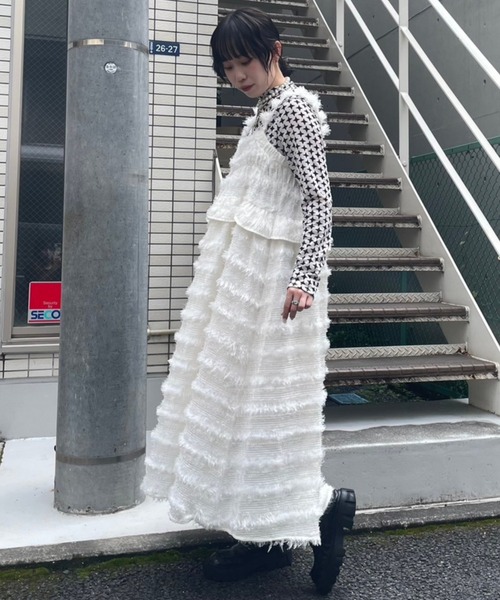 Candy Stripper（キャンディストリッパー）の「FLUFFY FRINGE ドレス（ワンピース・レディース・オフホワイト/グレー/ブラック・2）」の14枚目の写真