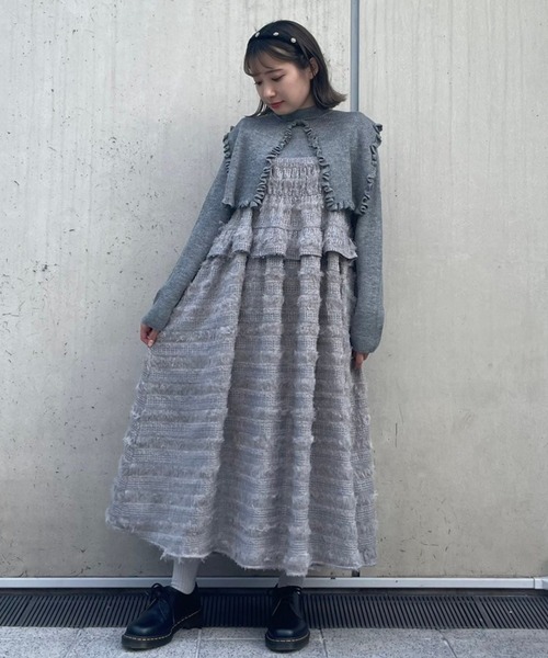 Candy Stripper（キャンディストリッパー）の「FLUFFY FRINGE ドレス（ワンピース・レディース・オフホワイト/グレー/ブラック・2）」の7枚目の写真