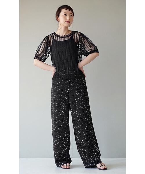 e-zakkamania stores（イーザッカマニアストアーズ）の「フリルドット チュールトップス（シャツ/ブラウス・レディース・アイボリー/ブラック・フリー）」の6枚目の写真