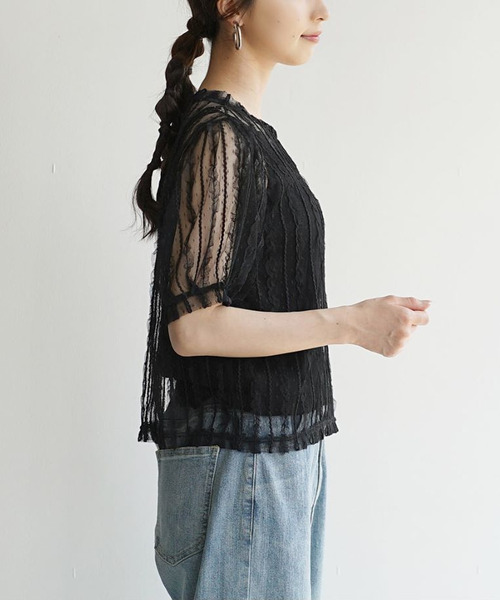 e-zakkamania stores（イーザッカマニアストアーズ）の「フリルドット チュールトップス（シャツ/ブラウス・レディース・アイボリー/ブラック・フリー）」の10枚目の写真