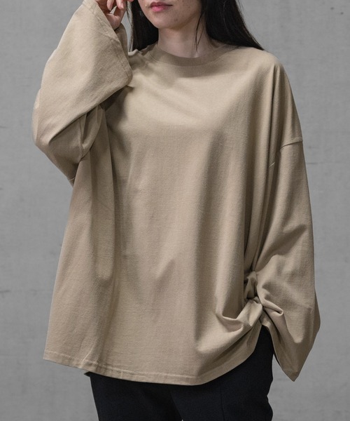 JOHN'S CLOSET（ジョンズクローゼット）の「【40I】USAコットン ビッグシルエット ワイドスリーブ７分袖Tシャツ（Tシャツ/カットソー・メンズ・ブラック系その他/ブラウン系その他2/ブラック/ブラウン系その他/モカ/ベージュ/グリーン系その他/グリーン系その他2/ネイビー/ライトパープル/ブラウン/ベージュ系その他/ライトグリーン/ネイビー系1/チャコールグレー/カーキ・MEDIUM/X-LARGE/LARGE）」の9枚目の写真