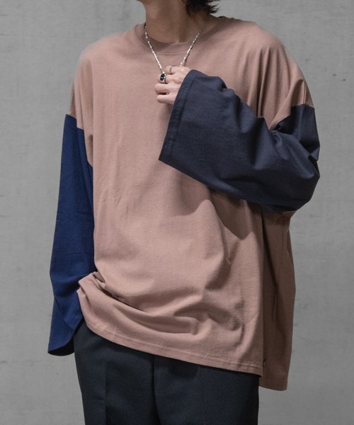 JOHN'S CLOSET（ジョンズクローゼット）の「【40I】USAコットン ビッグシルエット ワイドスリーブ７分袖Tシャツ（Tシャツ/カットソー・メンズ・ブラック系その他/ブラウン系その他2/ブラック/ブラウン系その他/モカ/ベージュ/グリーン系その他/グリーン系その他2/ネイビー/ライトパープル/ブラウン/ベージュ系その他/ライトグリーン/ネイビー系1/チャコールグレー/カーキ・MEDIUM/X-LARGE/LARGE）」の7枚目の写真