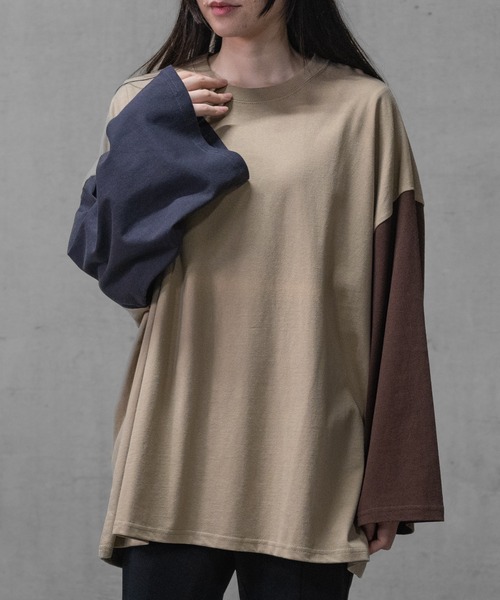 JOHN'S CLOSET（ジョンズクローゼット）の「【40I】USAコットン ビッグシルエット ワイドスリーブ７分袖Tシャツ（Tシャツ/カットソー・メンズ・ブラック系その他/ブラウン系その他2/ブラック/ブラウン系その他/モカ/ベージュ/グリーン系その他/グリーン系その他2/ネイビー/ライトパープル/ブラウン/ベージュ系その他/ライトグリーン/ネイビー系1/チャコールグレー/カーキ・MEDIUM/X-LARGE/LARGE）」の10枚目の写真