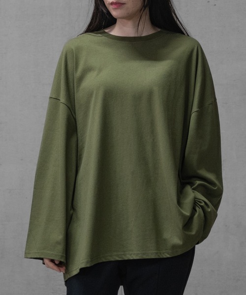 JOHN'S CLOSET（ジョンズクローゼット）の「【40I】USAコットン ビッグシルエット ワイドスリーブ７分袖Tシャツ（Tシャツ/カットソー・メンズ・ブラック系その他/ブラウン系その他2/ブラック/ブラウン系その他/モカ/ベージュ/グリーン系その他/グリーン系その他2/ネイビー/ライトパープル/ブラウン/ベージュ系その他/ライトグリーン/ネイビー系1/チャコールグレー/カーキ・MEDIUM/X-LARGE/LARGE）」の11枚目の写真