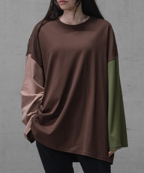 JOHN'S CLOSET（ジョンズクローゼット）の「【40I】USAコットン ビッグシルエット ワイドスリーブ７分袖Tシャツ（Tシャツ/カットソー・メンズ・ブラック系その他/ブラウン系その他2/ブラック/ブラウン系その他/モカ/ベージュ/グリーン系その他/グリーン系その他2/ネイビー/ライトパープル/ブラウン/ベージュ系その他/ライトグリーン/ネイビー系1/チャコールグレー/カーキ・MEDIUM/X-LARGE/LARGE）」の8枚目の写真