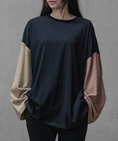 JOHN'S CLOSET（ジョンズクローゼット）の「【40I】USAコットン ビッグシルエット ワイドスリーブ７分袖Tシャツ（Tシャツ/カットソー・メンズ・ブラック系その他/ブラウン系その他2/ブラック/ブラウン系その他/モカ/ベージュ/グリーン系その他/グリーン系その他2/ネイビー/ライトパープル/ブラウン/ベージュ系その他/ライトグリーン/ネイビー系1/チャコールグレー/カーキ・MEDIUM/X-LARGE/LARGE）」の22枚目の写真