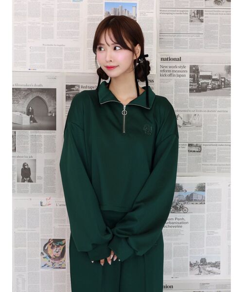 EATME（イートミー）の「【EATME×TAKUYA】ハーフジップTOP（セットアップ可能）（Tシャツ/カットソー・レディース・グリーン/ブラック・FREE）」の15枚目の写真