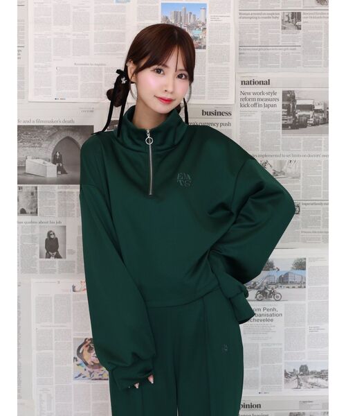 EATME（イートミー）の「【EATME×TAKUYA】ハーフジップTOP（セットアップ可能）（Tシャツ/カットソー・レディース・グリーン/ブラック・FREE）」の19枚目の写真