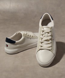 【TOMMY HILFIGER/トミーヒルフィガー】シンセティックレザー ローカット ワンポイントスニーカー
